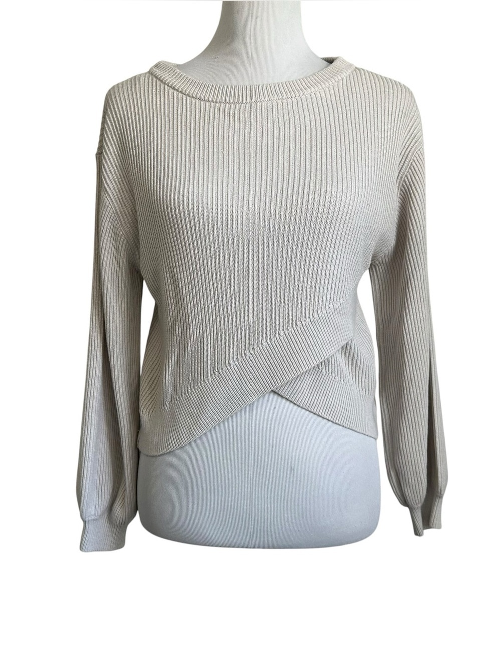 Lululemon Womens Reversible Crossover Sweater Size 4 Bone Cashmere Blend Ribbed